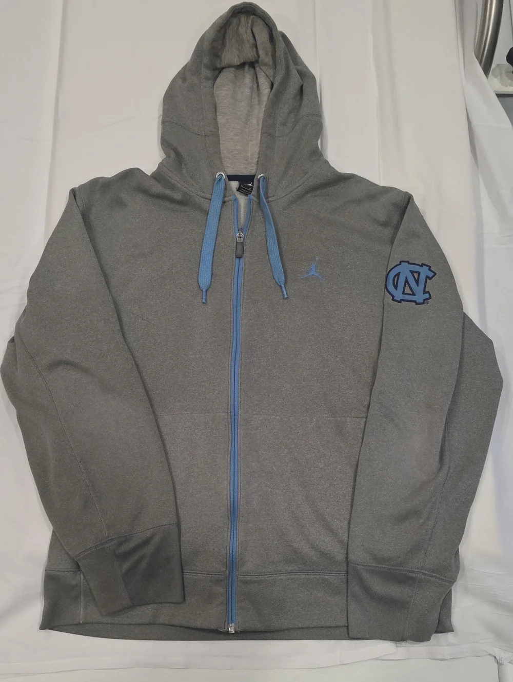 UNC Jordan Grey Full-Zip Hoodie with Carolina Blue Accents TAR HEELS